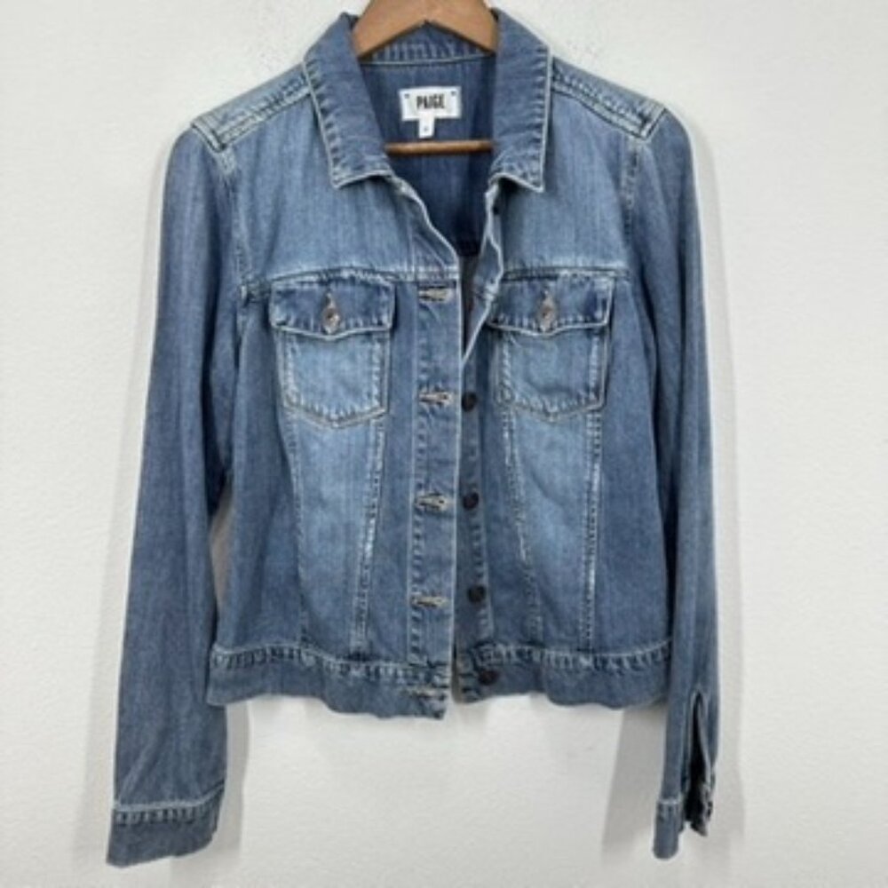 PAIGE Classic Light Blue Denim Trucker Jacket